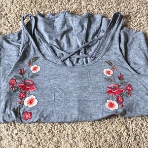 Hollister tank top with embroidered flowers